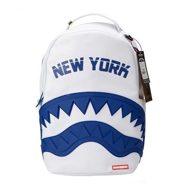 Sgr Trendy Brand Su Xinhao Same Style Backpack Blue and White Shark Mouth High School Student Schoolbag Fashionable Computer Backpack