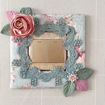 Socket blocking decoration home switch frame set light switch button sticker Nordic three-dimensional flower border wall lace