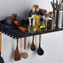 New punch-free black space aluminum microwave oven rack kitchen supplies rack wall-mounted single-layer electric oven