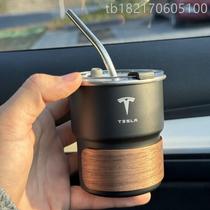 Manufacturer supplies Teslas same coffee cup 304 stainless steel cup high-looking straw cup car straw cup