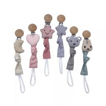 Baby Pacifier Clip Infant Newborn Cotton Wooden Pacifier Cha