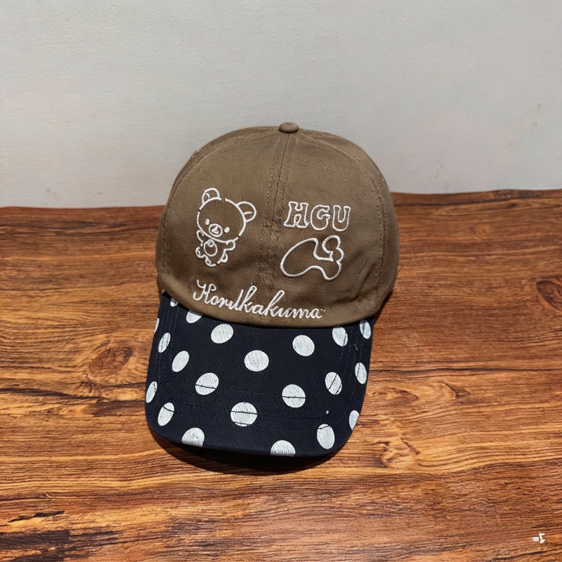 Haruno Morikawa｜New Cartoon Bear Polka Dot Embroidered Baseball Cap for Women, Versatile for All Seasons, Soft Top with Patchwork Sunshade