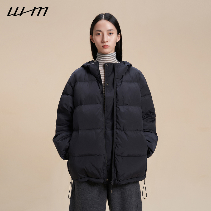 Whm Winter Women's Casual Versatile Reversible Hooded Thick down Jacket Cotton Coat