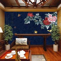 Chinese embroidery background wall cloth with unique peony flowers three-dimensional independent embroidery living room sofa bedroom bedside TV wall cloth