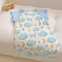 Room summer soft cute parent-child short-sleeved double-layer air-conditioned bamboo cotton nightgown childrens mothers home clothes pajamas baby gauze