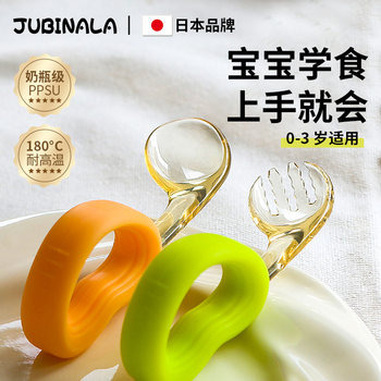 Baby Learning to Eat Training Spoon, Independent Eating, One-Year-Old Baby Spoon, Silicone Complementary Food Learning Spoon, Children's Tableware