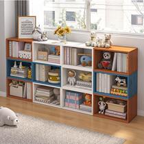 Simple bookshelf floor-standing storage rack childrens short bookcase home living room free combination grid cabinet book storage cabinet