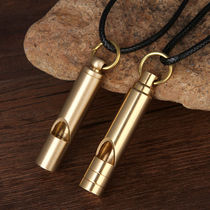 Brass outdoor life-saving whistle bamboo keychain pendant childrens competition high-pitched whistle mountaineering training decoration
