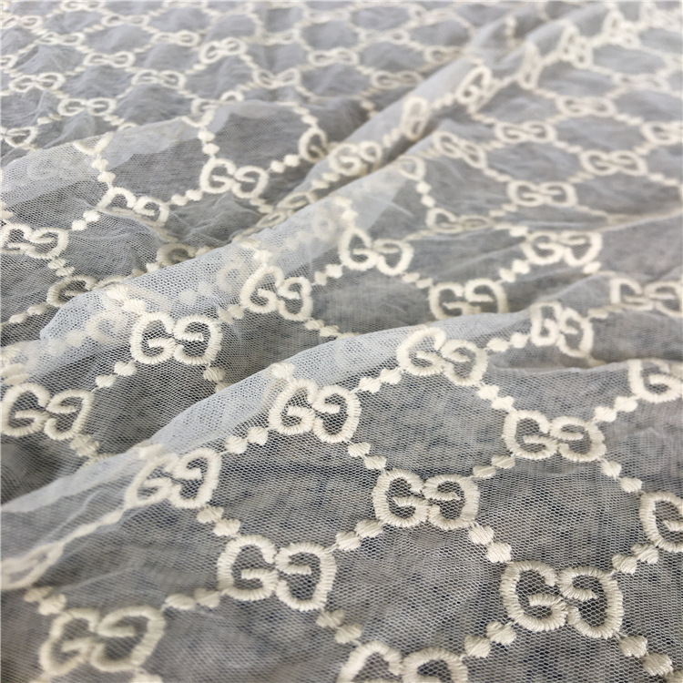 Direct Sales of Swiss Mesh Cotton Thread Water-Soluble Embroidery Lace Soft Gauze Base Swimsuit Women's Dress Fabric