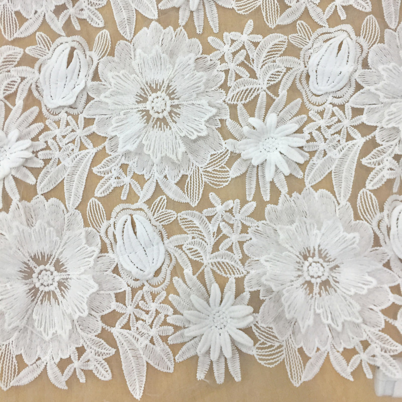 Organza 3D Embroidery Fabric Water-Soluble Lace Clothing Accessories Handmade DIY 120cm Lace Fabric