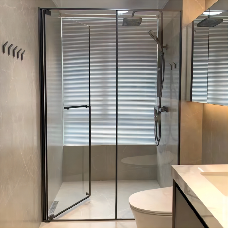 Minimalist Single-Door Sliding Glass Shower Room with Tempered Glass for Dry and Wet Separation in the Bathroom
