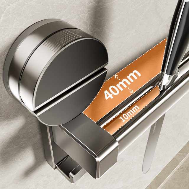 Suction Cup Kitchen Hook Multifunctional Storage Rack Wall-Mounted No-Drill Hanging Rod for Pot Lids, Spoons, Spatulas, and Knife Holder