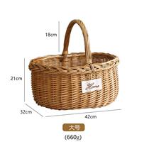 Rattan and wicker woven picnic baskets hand-held flower baskets fruit picking bamboo baskets bamboo woven egg baskets bamboo basket storage