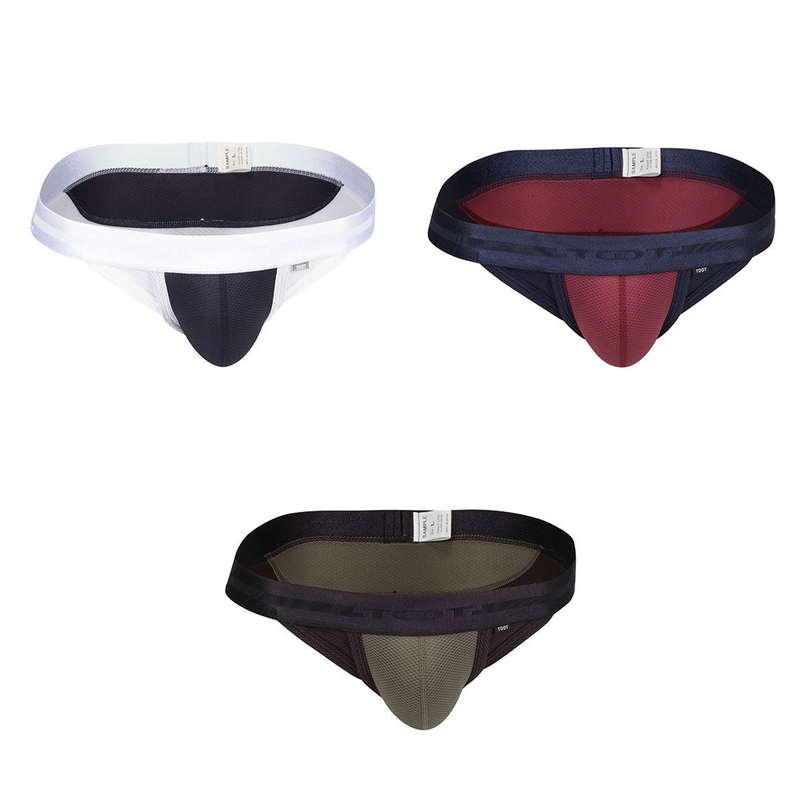 Japanese-Made Toot Bikini Briefs, Two-Tone Mesh Men's Low-Rise Briefs Japanese-Made Toot Bikini Briefs, Two-Tone Mesh Men's Low-Rise Briefs