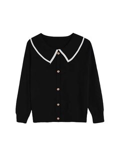 Fashionable knitted inner and outer top with doll collar design