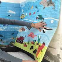 Self-adhesive childrens room wallpaper boy cartoon anime theme soft bag foam waterproof wall sticker three-dimensional 3D home wallpaper