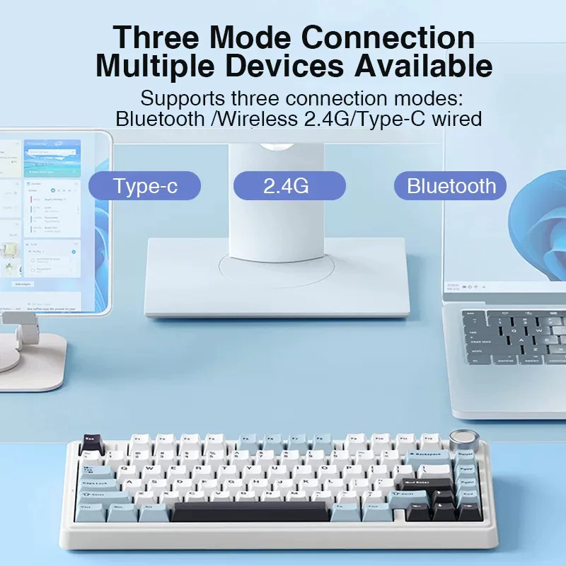 Клавиатура с механикой Wolf Spider F75 RGB в три режима поддерживает беспроводное Bluetooth-ключевая для игр