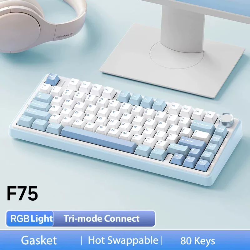 Клавиатура с механикой Wolf Spider F75 RGB в три режима поддерживает беспроводное Bluetooth-ключевая для игр