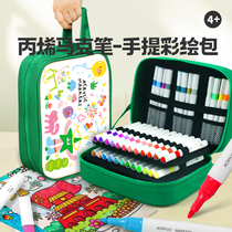 Acrylic marker pen box for primary school students special portable painted canvas bag cheese bag washed children