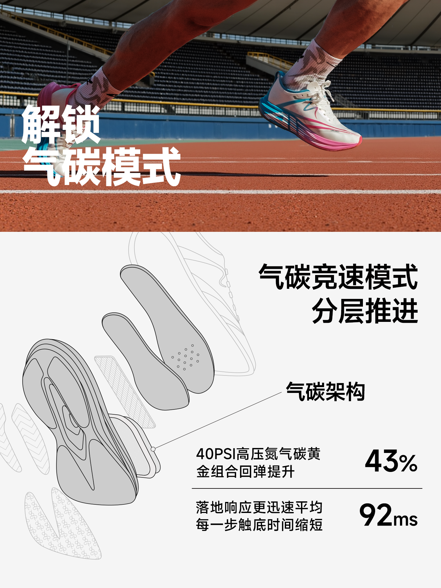 [North Sports Joint Research] Sonic Cat Extreme 3.0 Air Cushion Carbon Plate Running Shoes, Thickened for Autumn and Winter, Men's Running Shoes for High School Entrance Exam