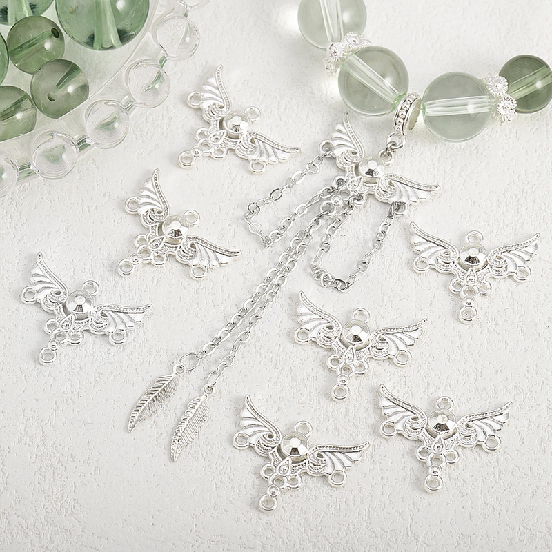 Angel Multi-Hanging Alloy Accessories DIY Bracelet Necklace Beaded Jewelry Material Accessories Pendant Angel Wings Pendant