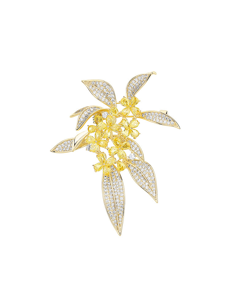 Abenheart Osmanthus Gold-Plated Brooch Leaf Osmanthus High-End Women's Exquisite and Versatile Osmanthus Pin Niche Brooch