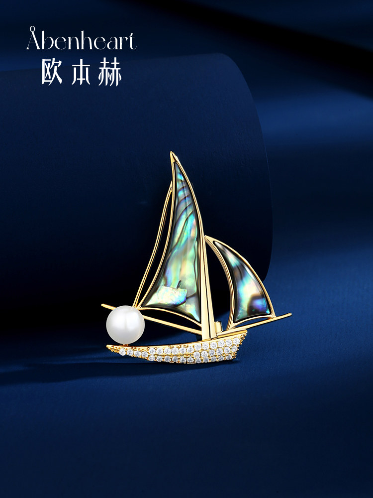 Abenheart Danish Star Sea Sail Song Brooch High-End Exquisite Sailboat Brooch Pin Accessory for Men and Women Elegant and Trendy