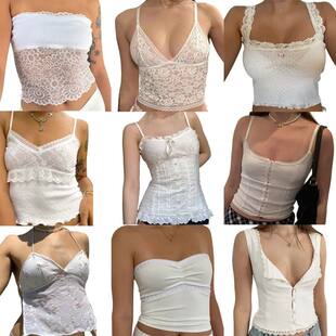 Топ Maemukilabe Fairy Coquette Milkmaid Y2K, белый кружевной, размеры S–L