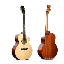 New 41-inch single-board folk guitar fingerboard inlaid wooden guitar can add electric box guitar factory direct sale
