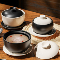 Water-proof small stew pot for one person ceramic Buddha jumping over the wall birds nest dessert bowl stew soup steaming position soup cup with lid