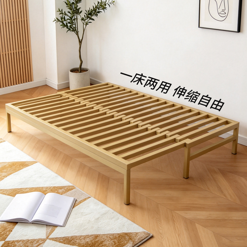 Retractable Bed, Stainless Steel Pull-Out Folding Bed, Single Bed That Can Be Converted into a Double Bed, Multi-Functional Dual-Purpose Sliding Sofa Bed