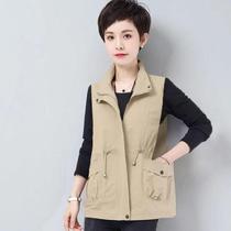 24 new spring and summer plus size womens thin vest middle-aged and elderly short coat mothers waistcoat single style sleeveless top
