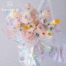 Xinyou Valentines Day Symphony Fluorescent Paper Colored Cellophane Flowers Bouquet Package Flower Paper Flower Shop Handmade DIY Materials