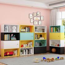 0J modern bookcase integrated wall lattice cabinet free combination simple bookshelf floor standing childrens bookcase light luxury with door