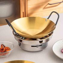 Korean stainless steel dry pot bar tripod seafood pot wok extra thick soup pot alcohol stove golden ramen pot small hot pot