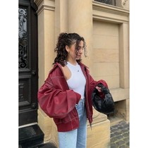 Chic Contrast Stitch Zipper Leather Jacket For Women Fashion