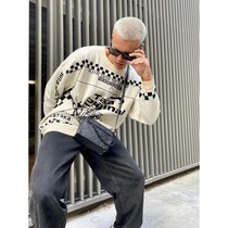Mens Sweater Oversized Loose Retro Pattern Harajuku Jumpers