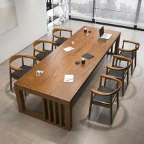 Large solid wood Nordic desk bookcase body double writing study table home living room long table desk workbench