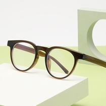 Korean version 2024 new round frame GM handsome glasses TR frame men and women anti-blue light flat glasses can be equipped with myopia glasses
