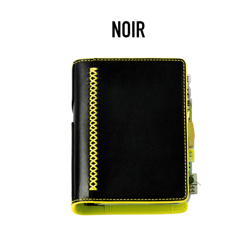[July 31St] Noir Full Series M5A7 Black Color-Blocking Vegetable-Tanned Leather Notebook
