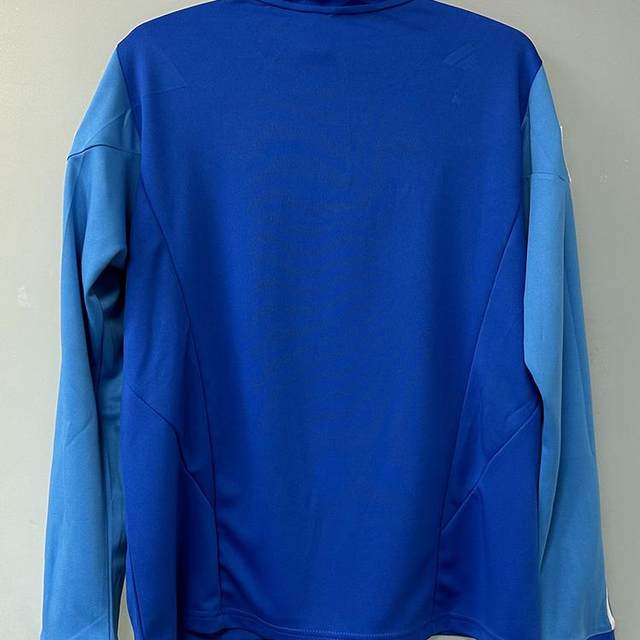 2023 Yokohama Training Wear Long Sleeve Thumb Button Pullover Sweatshirt Warm-Up Jersey Colorful Blue Men's Football Wear