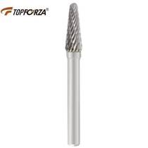 TOPFORZA tungsten steel grinding head L-shaped alloy rotary file hard metal conical dome double groove L