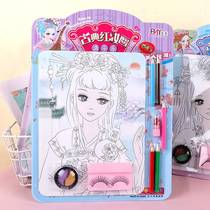 Childrens makeup painting classical red makeup painting girls makeup toys creative handmade DIY color pencil coloring
