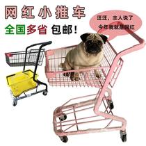Supermarket shopping cart trolley internet celebrity pink shopping cart shopping mall internet celebrity store decoration stall flower selling hand push manufacturer