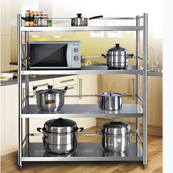 Shelf kitchen storage rack stainless steel home t microwave oven vegetable pot rack storage storage rack floor multi-layer