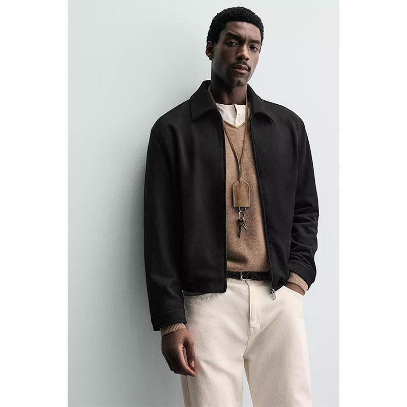 2026 Spring New Men's Wear Lapel Suede Texture Zipper Jacket 8574600 800