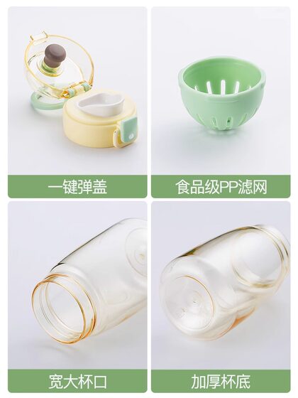 Fuguang Water Cup for Women, Portable Plastic Children's Student Direct Drinking Cup, Summer Heat-Resistant Tritan Sports Transparent Small Cup