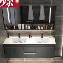 Double basin bathroom cabinet ceramic basin solid wood smart double basin one room cabinet combination current basin simple hand wash face substitute cabinet bath