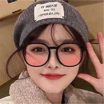 Transparent short-sighted round face no-makeup artifact glasses frame for big faces trendy and can be equipped with prescription-displaying blush glasses for women