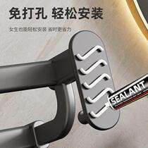 Gun gray double-rod towel rack without punching bathroom towel bar bathroom storage rack space aluminum light luxury bath towel rack